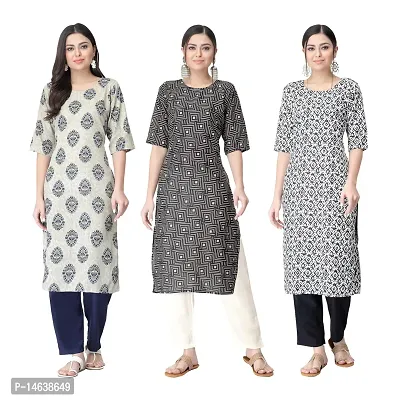 New Crepe Combo Printed Kurtis For Women Pack Of 3