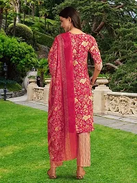 Stylish Pink Cotton Blend Printed Kurta, Bottom and Dupatta Set For Women-thumb2