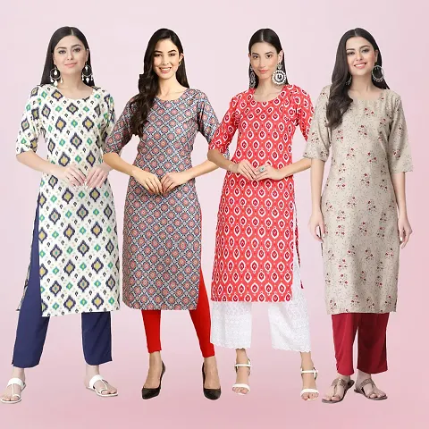 Trendy Crepe Kurta For Women- Combo Of 4