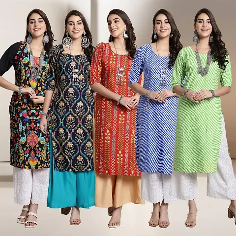 Fancy Crepe Kurtis For Women Pack Of 5