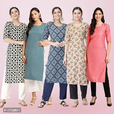 Women Stylish Crepe Printed Straight Kurta