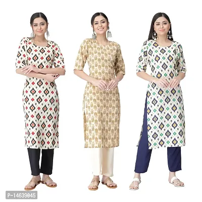 New Crepe Combo Printed Kurtis For Women Pack Of 3-thumb0