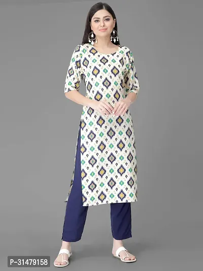 Stylish Crepe Printed Straight Kurta With Pant Set For Women-thumb2