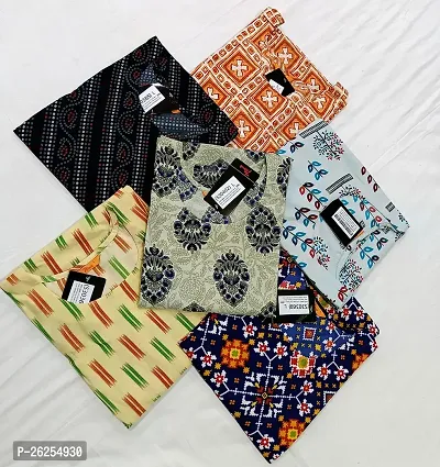 Stylish Multicoloured Crepe Printed Straight Kurta For Women Pack Of 6