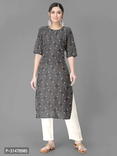 Stylish Crepe Printed Straight Kurta With Pant Set For Women-thumb2