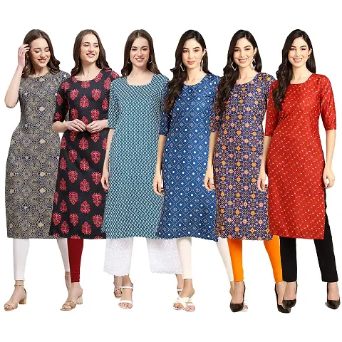 Trendy Crepe Digital Straight Kurta For Women ( Pack Of )