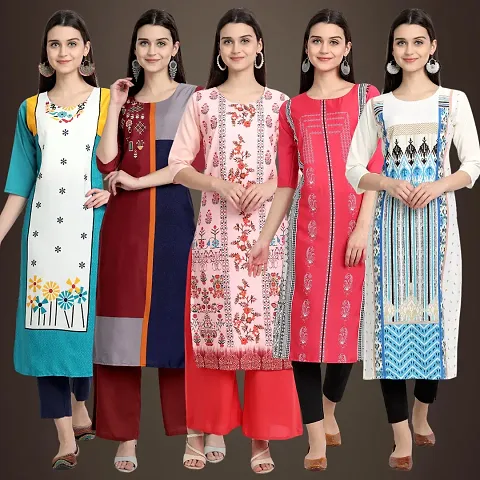 Fancy Crepe Kurtis For Women Pack Of 5