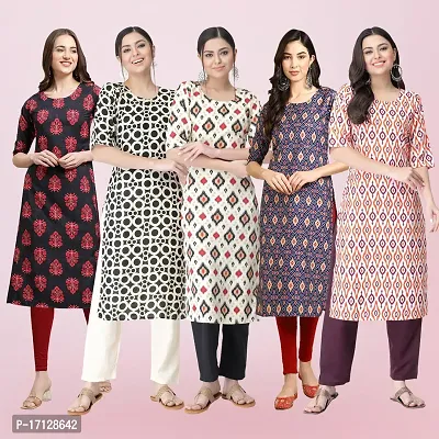 Women Stylish Crepe Printed Straight Kurta