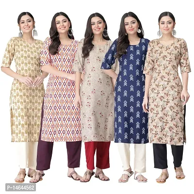 New Crepe Printed Kurtis Combo For Women Pack Of 5