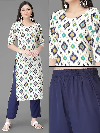 Stylish Crepe Straight Printed Kurtis Bottom Set