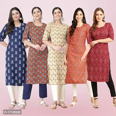 Women Stylish Crepe Printed Straight Kurta