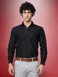 Reliable Black Cotton Solid Long Sleeve Casual Shirts For Men-thumb3