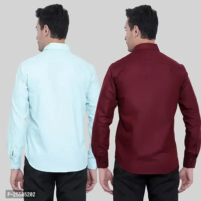 Elegant Cotton Multicoloured Long Sleeves Formal Shirt For Men- Pack Of 2-thumb3