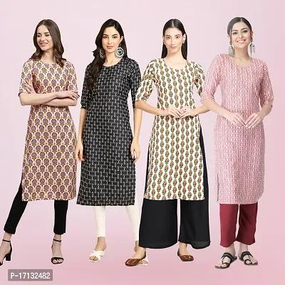 Women Stylish Crepe Printed Straight Kurta