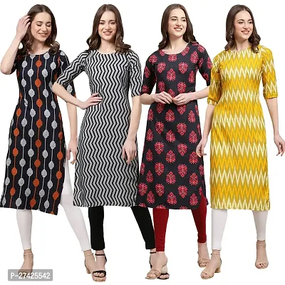 Stylish Multicoloured Crepe Stitched Kurta For Women Pack of 4-thumb0