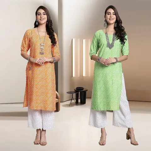 Fancy Straight Crepe Kurti - Pack Of 2