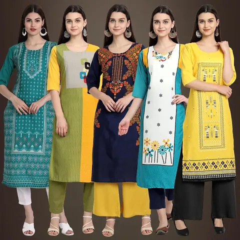 Stylish Fancy Crepe Kurtis Pack Of 5