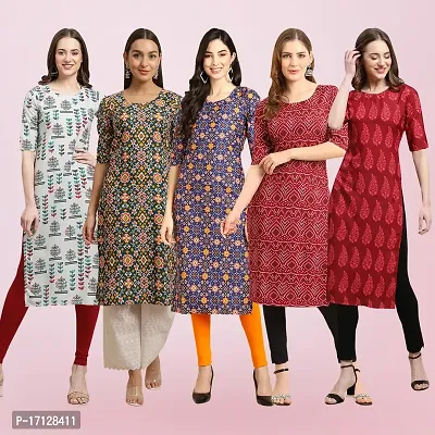 Women Stylish Crepe Printed Straight Kurta