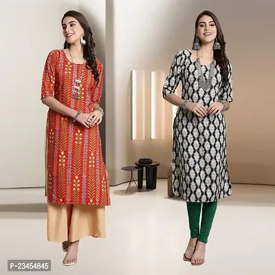 Fancy Rayon Kurtis For Women Pack Of 2-thumb0