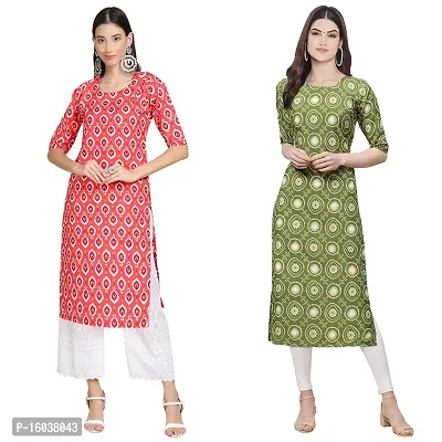 Multicoloured Crepe Printed Kurtas For Women-thumb0