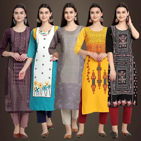 Stylish Fancy Crepe Kurtis - Pack Of 5