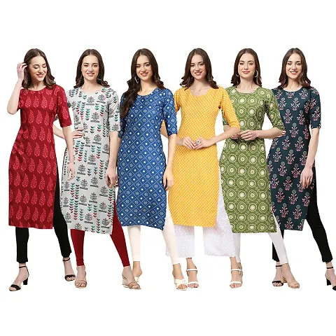 Stylish Crepe Printed Kurti - Pack of 6