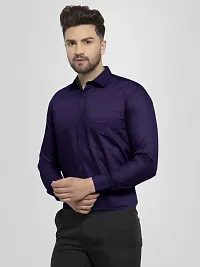 Men Stylish Purple Cotton Solid Long Sleeve Semi Formal Shirt-thumb1