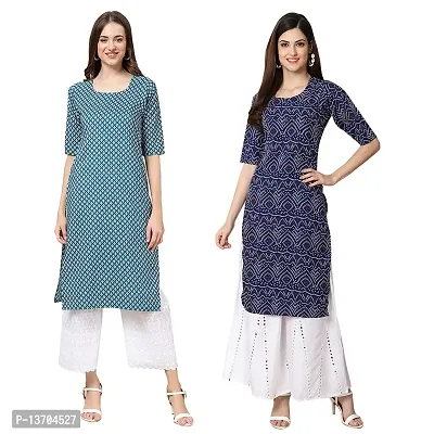 Stylish Crepe Digital Printed Kurta For Women- Pack Of 2-thumb0