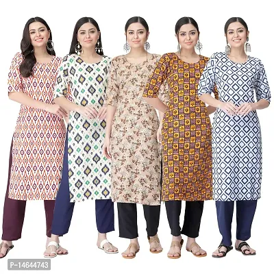 New Crepe Printed Kurtis Combo For Women Pack Of 5