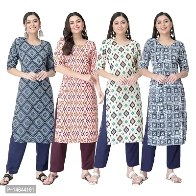 New Crepe Combo Printed Kurtis For Women Pack Of 4-thumb0