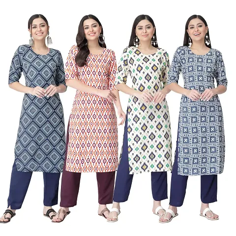 Trendy Crepe Kurta For Women- Combo Of 4