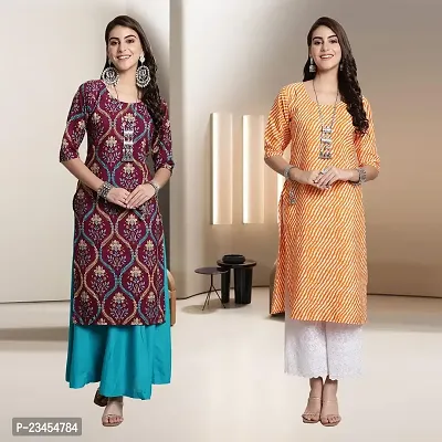 Fancy Rayon Kurtis For Women Pack Of 2-thumb0