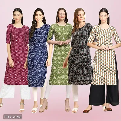 Women Stylish Crepe Printed Straight Kurta