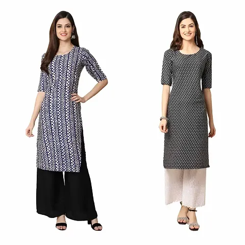 Stylish Crepe Printed Kurti - Pack of 2