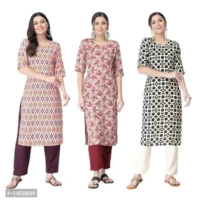 New Crepe Combo Printed Kurtis For Women Pack Of 3