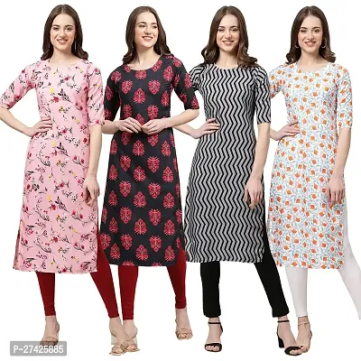 Stylish Multicoloured Crepe Stitched Kurta For Women Pack of 4