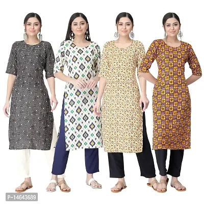 New Crepe Combo Printed Kurtis For Women Pack Of 4