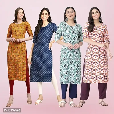 Women Stylish Crepe Printed Straight Kurta