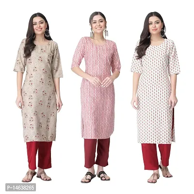 New Crepe Combo Printed Kurtis For Women Pack Of 3-thumb0