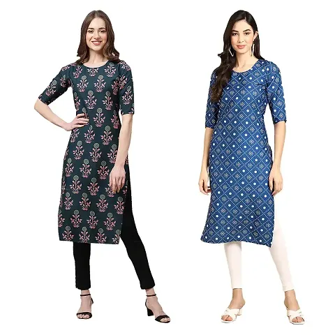 Fashionable Printed Crepe Kurta Combo Pack Of 2 Vol 9