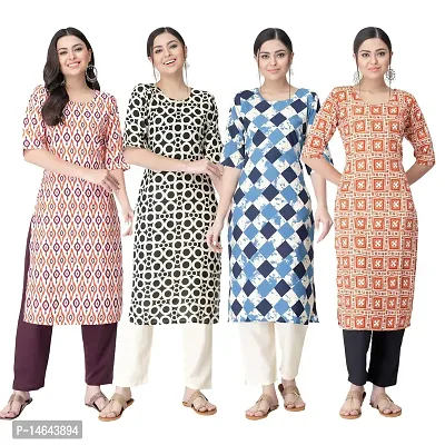 New Crepe Combo Printed Kurtis For Women Pack Of 4-thumb0