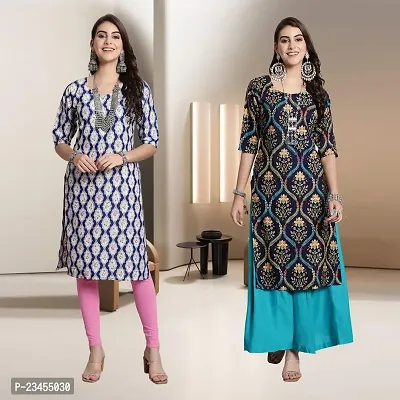 Fancy Rayon Kurtis For Women Pack Of 2-thumb0