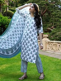 Fancy Cotton Blend Kurta Bottom And Dupatta Set For Women-thumb1