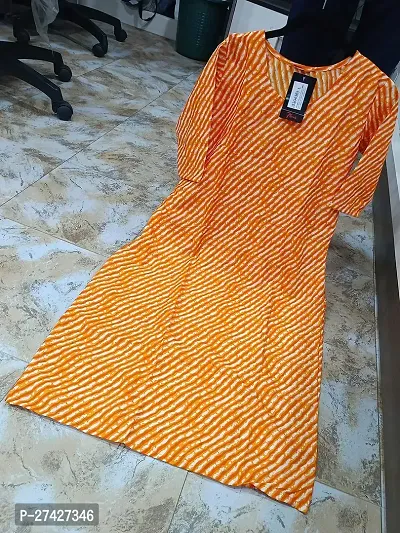 Stylish Orange Crepe Stitched Kurta For Women