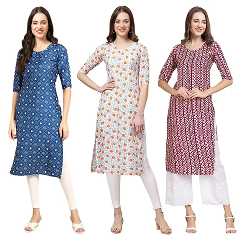 Fancy Combo of 3 Crepe Kurti