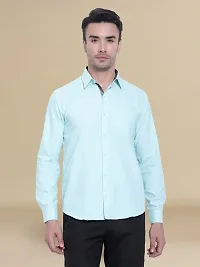 Reliable Blue Cotton Solid Long Sleeve Casual Shirts For Men-thumb3