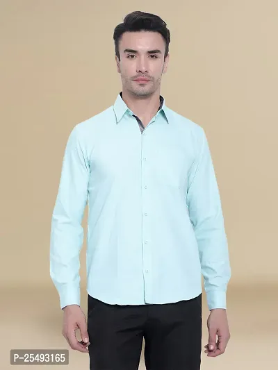 Reliable Blue Cotton Solid Long Sleeve Casual Shirts For Men-thumb4