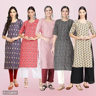 Women Stylish Crepe Printed Straight Kurta