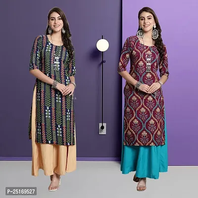 Fancy Crepe Kurtas For Women Pack Of 2-thumb0