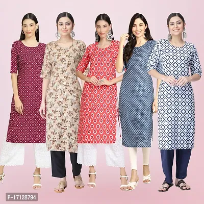 Women Stylish Crepe Printed Straight Kurta